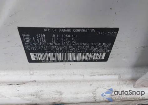 2019 Subaru Impreza 2.0I Sport z USA, uszkodzony, nr VIN 4S3GTAJ66K3704414